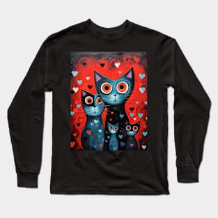 Whimsical Valentines Day Cats Long Sleeve T-Shirt